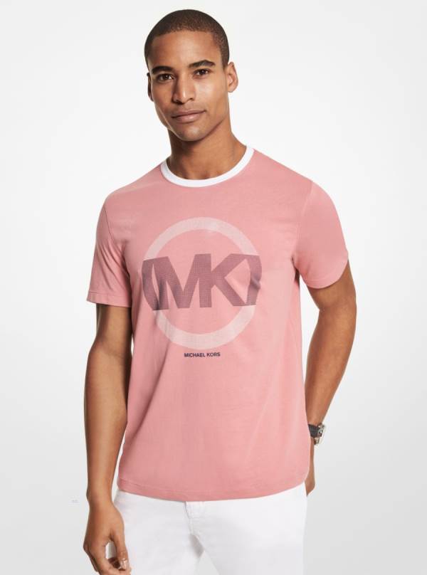 Panske Tricko Michael Kors Logo Charm Cotton Ruzove - Oblecenie Michael Kors Sleva | BRTPY-2431